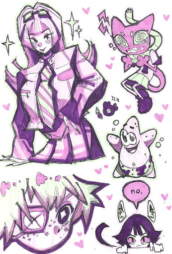 Pink and Green Doodles